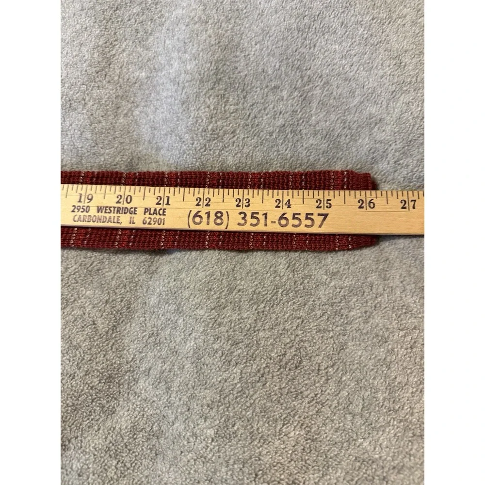 Ultra Skinny Men's Neck Tie Square Tip Woven Texture Red Pin Stripe Dimitri VTG